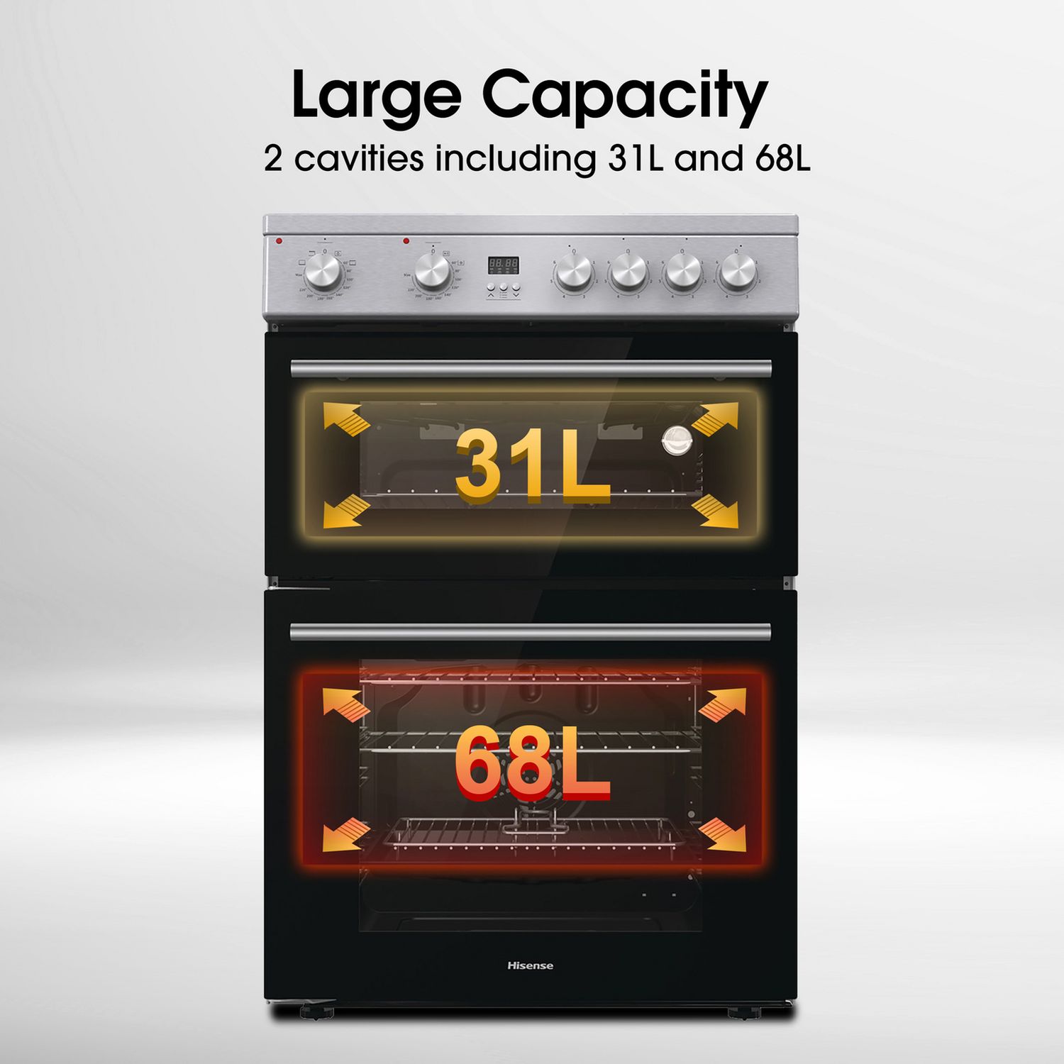 Hisense HDE3211BXUK 60cm Double Oven Electric Cooker-S/Steel