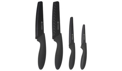 Argos Viners 4 Piece Stainless Steel Squared Tip Knife Set - Black- Buy online at McGrocer