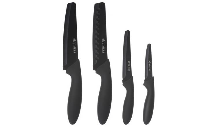 Viners 4 piece knife set, black squared tip (British brand)