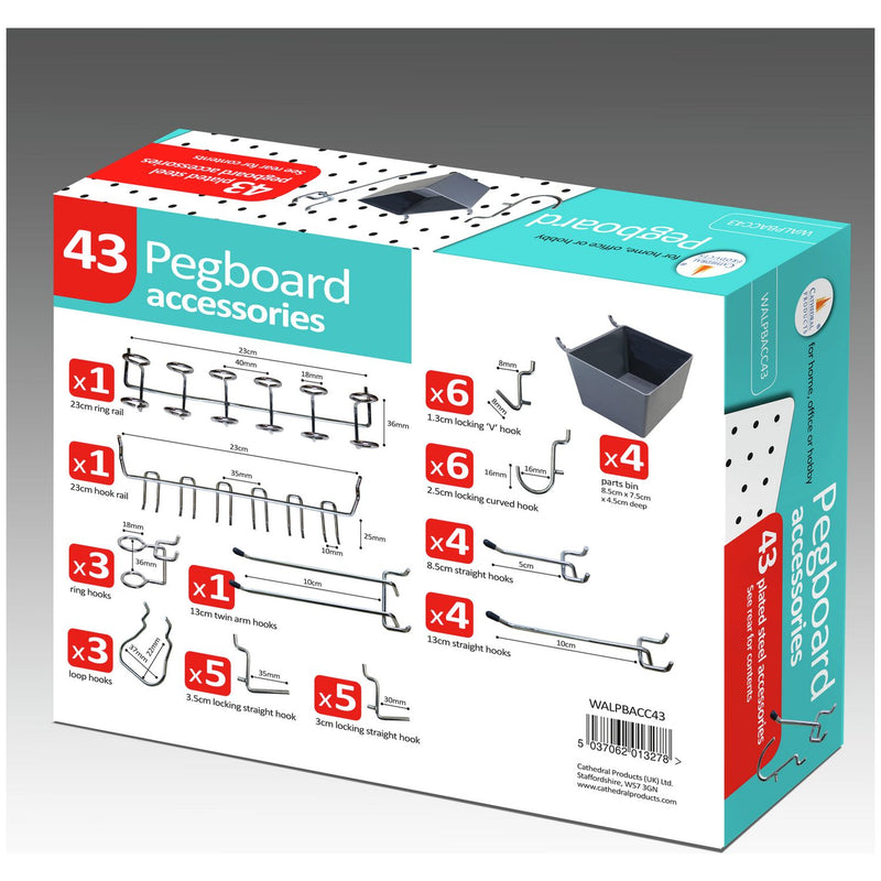 Cathedral plated pegboard accessory pack 43-piece UK version