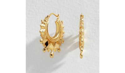 Argos Revere 9ct Gold Plated Ornate Creole Hoop Earrings 28mm- Buy online at McGrocer