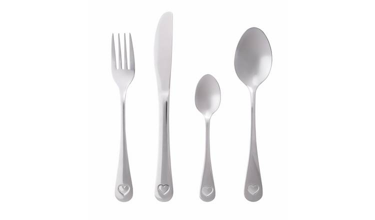 Argos Home heart shape cutlery set 16 piece, imported from the UK