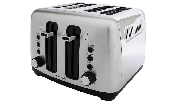 Cookworks 4 Slice Toaster brushed stainless steel - British product