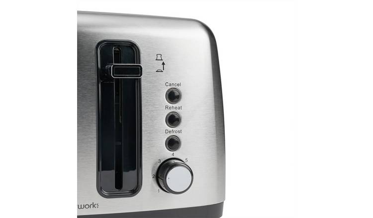 Cookworks 4 Slice Toaster brushed stainless steel - British product