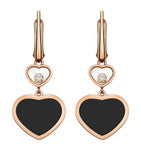 Chopard Happy Hearts earrings rose gold onyx diamond, imported from the UK