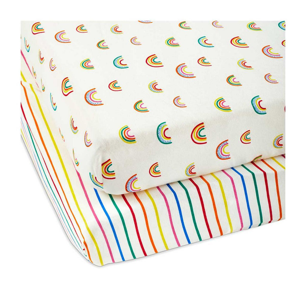 Ickle Bubba Fitted Cotbed Sheets - Rainbow Dreams 2 Pack