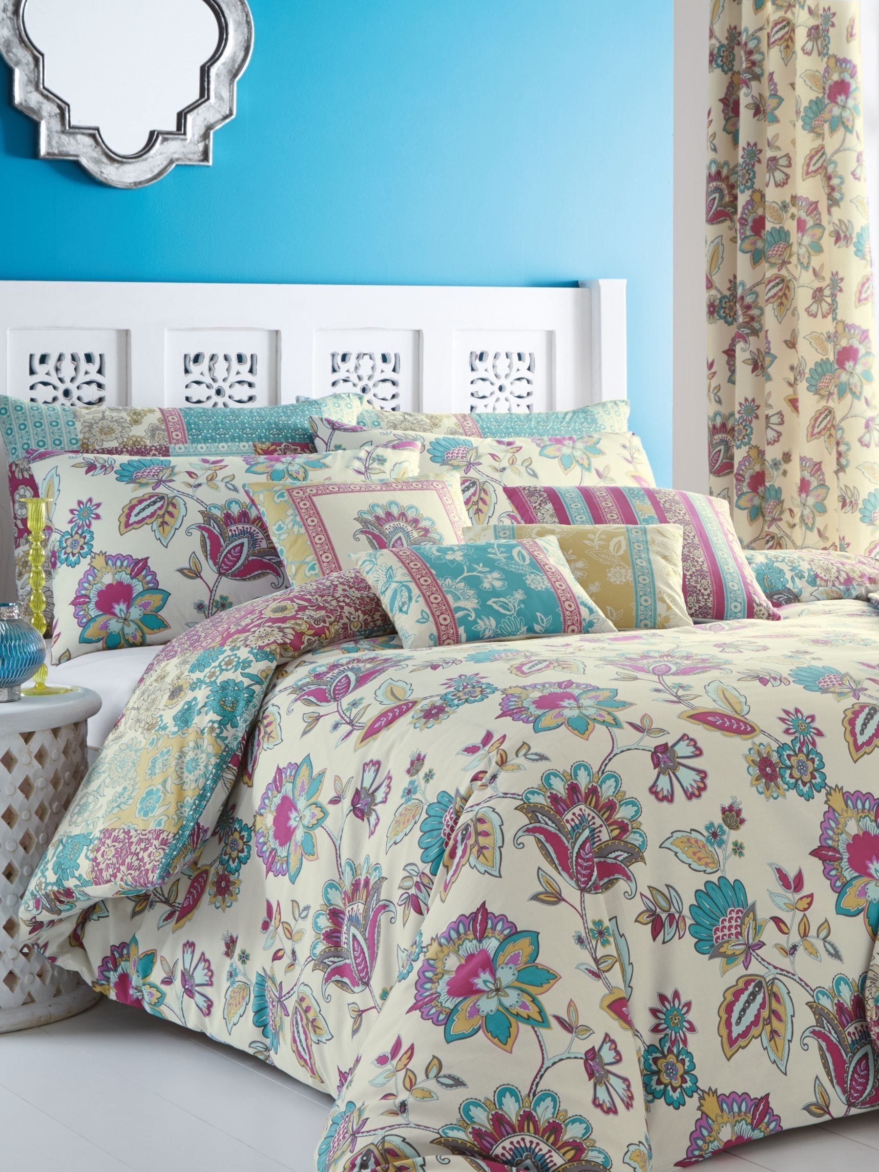 Dreams & Drapes Blue Marinelli Floral duvet cover and pillowcase set - British product