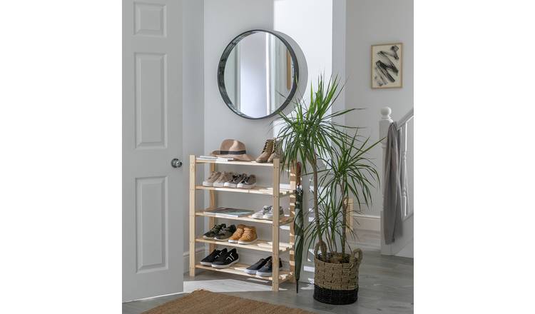Argos Home Karee 5-shelf shoe storage rack in pine (British brand)
