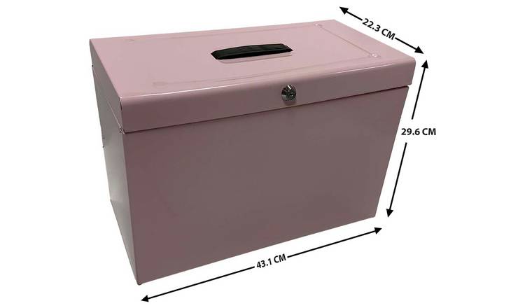 Cathedral foolscap metal file box pink, imported from the UK