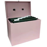 Cathedral foolscap metal file box pink, imported from the UK