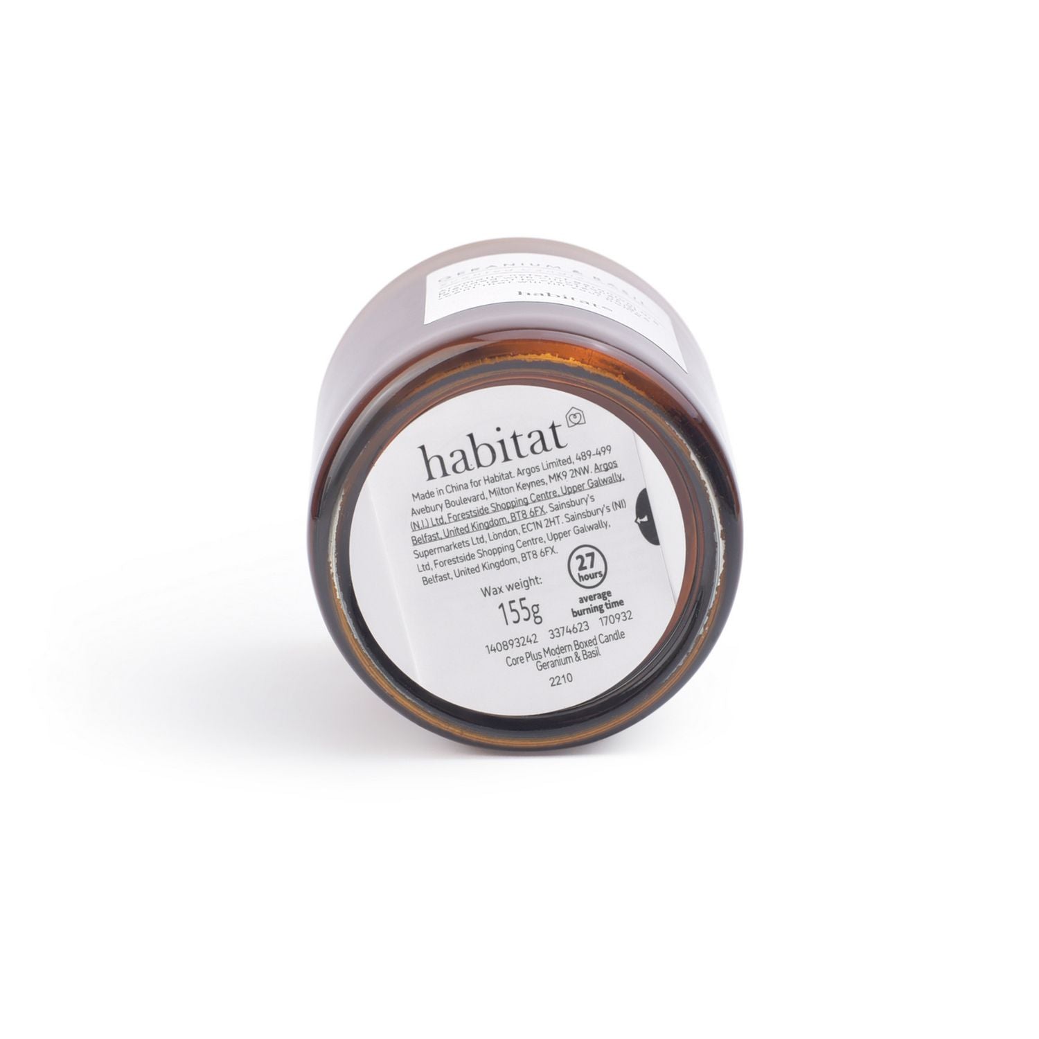 Habitat boxed candle Geranium & Basil 7cm (British brand)
