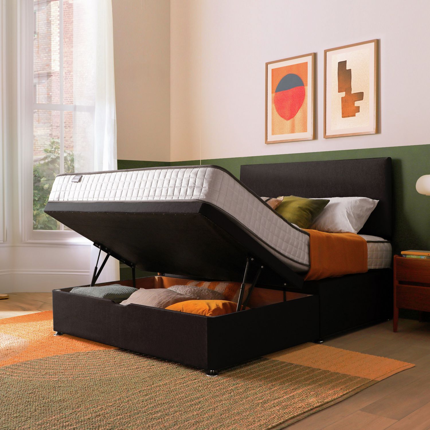 Silentnight Memory Double Half Ottoman Bed - Charcoal