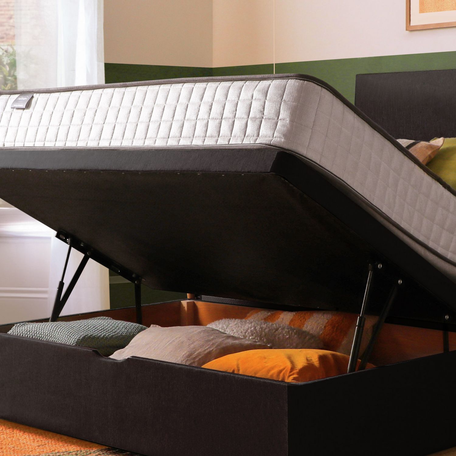 Silentnight Memory Double Half Ottoman Bed - Charcoal