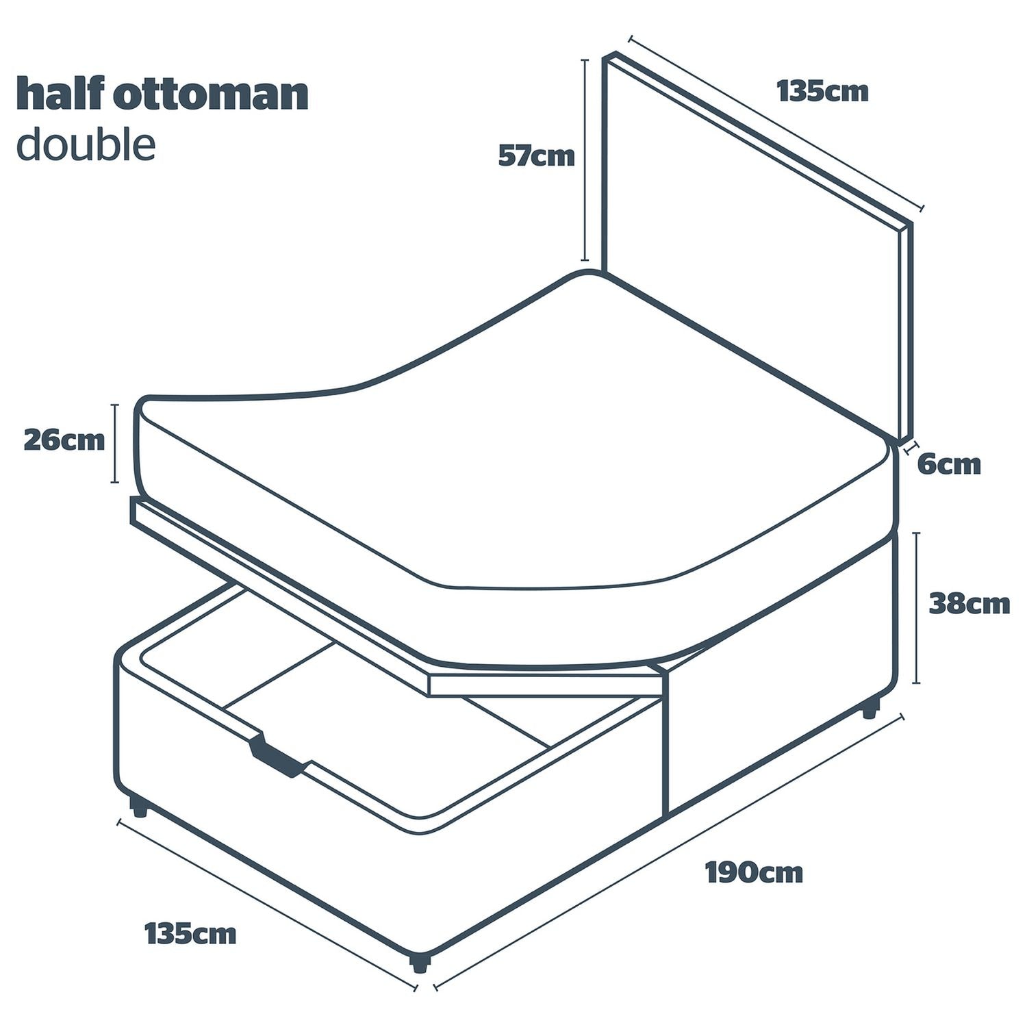 Silentnight Memory Double Half Ottoman Bed - Grey