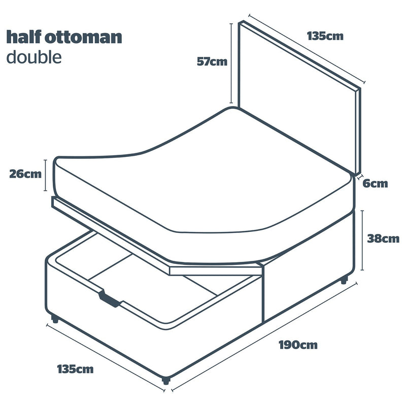 Silentnight Memory Double Half Ottoman Bed - Grey