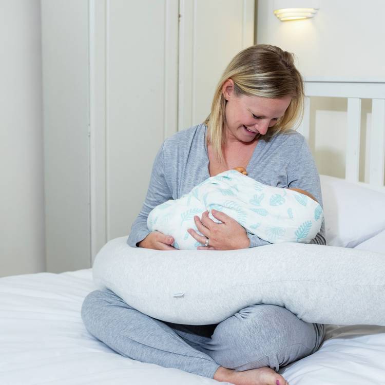 Purflo Breathe firm pregnancy pillow in grey (British brand)