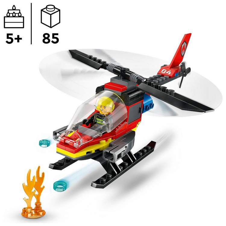 LEGO Fire Rescue Helicopter building set 85 pieces, imported from UK