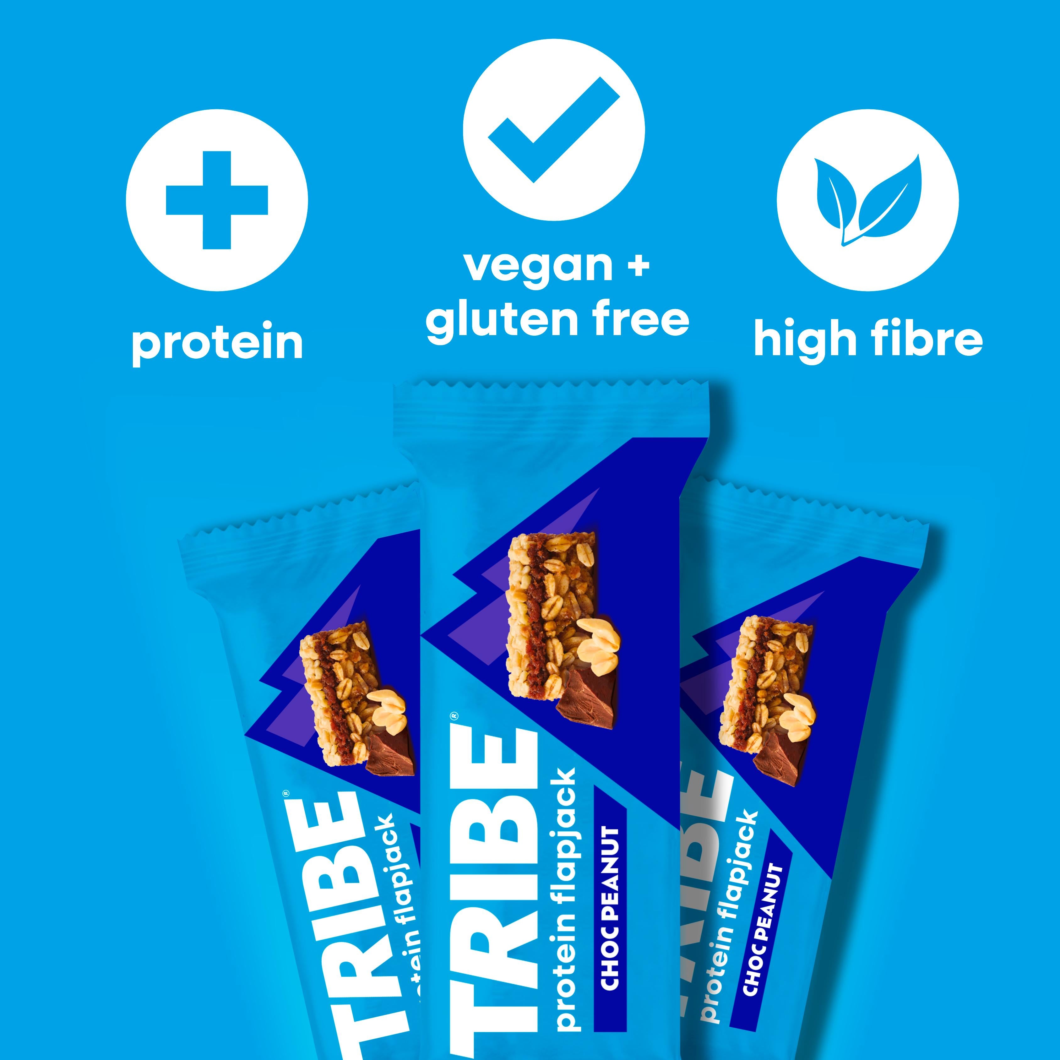 Tribe chocolate peanut protein flapjack 50g (British brand)