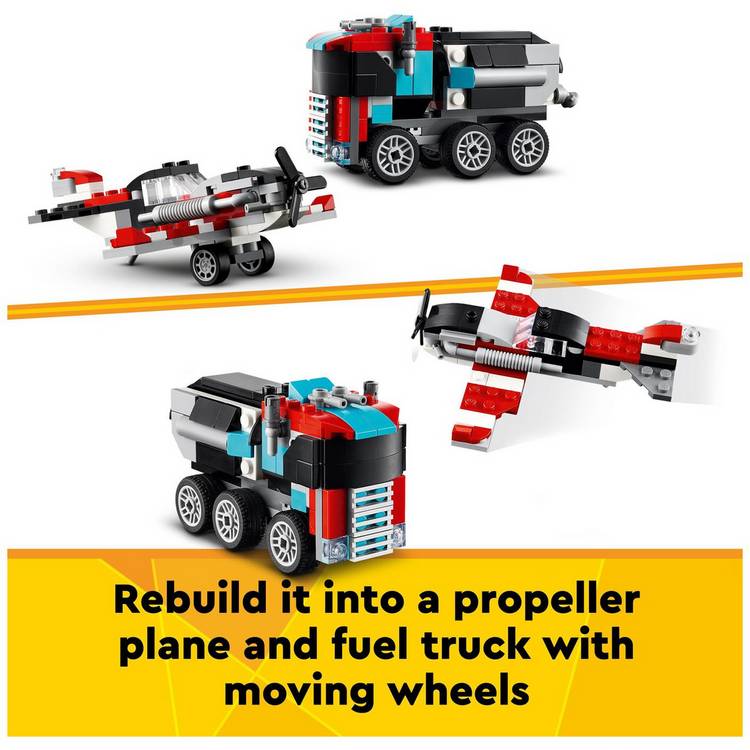 LEGO Creator 3in1 Flatbed Truck and Helicopter building set, imported from the UK