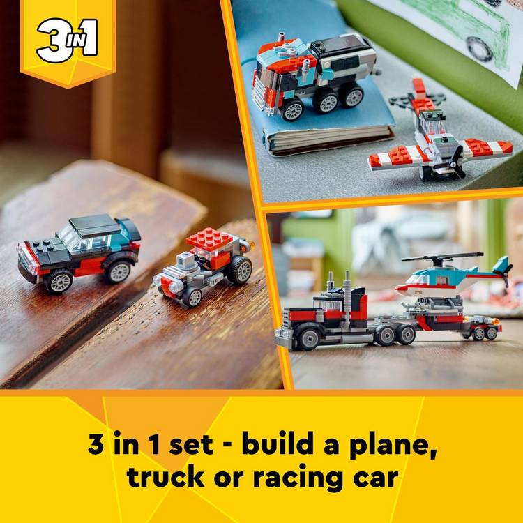 LEGO Creator 3in1 Flatbed Truck and Helicopter building set, imported from the UK