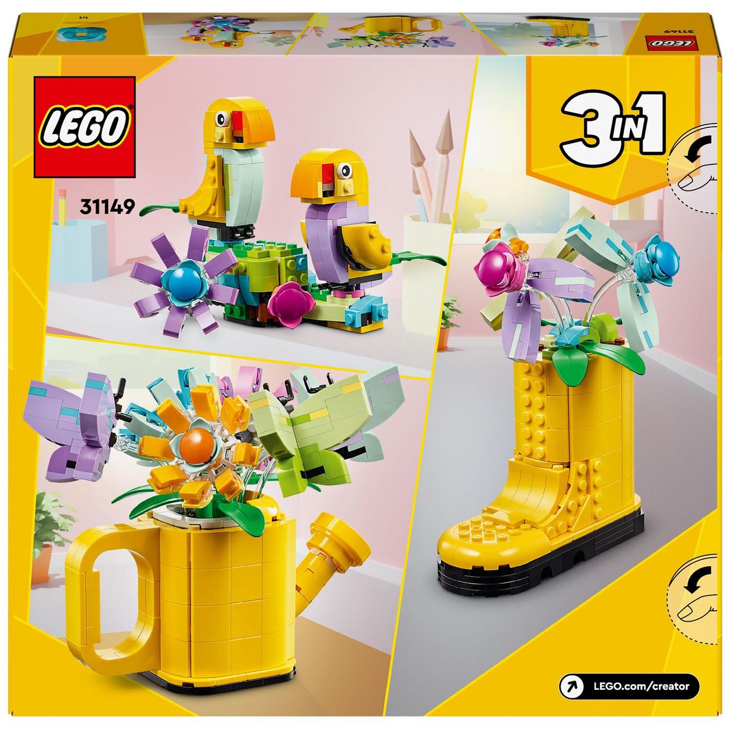 LEGO 3in1 flowers in watering can building set 420 pieces, UK version