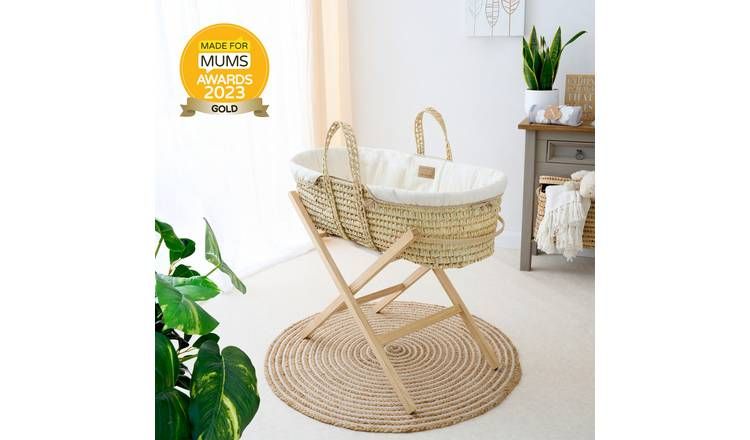 Clair de Lune Cream Organic Moses Basket With Stand GOODS Argos