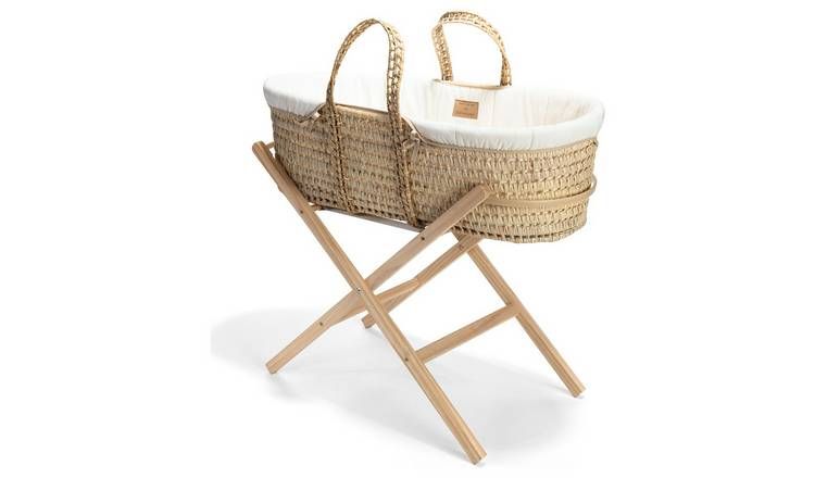 Clair de Lune Cream Organic Moses Basket With Stand GOODS Argos