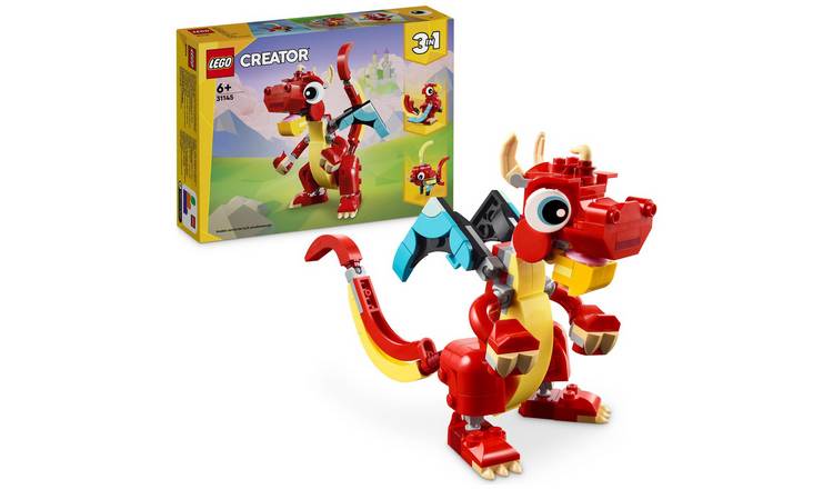 LEGO Creator 3in1 Red Dragon Toy with Animal Figures 31145 GOODS Argos