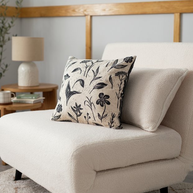 Habitat floral reverse print cushion charcoal 43x43cm - British product