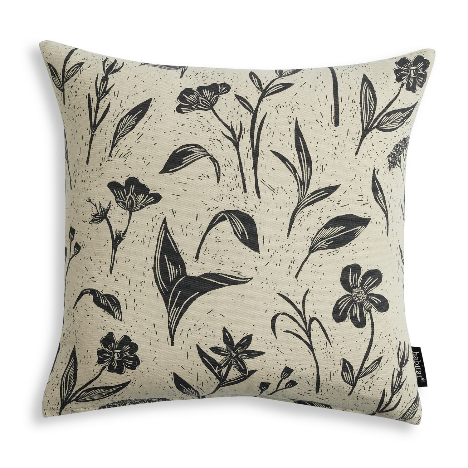 Habitat floral reverse print cushion charcoal 43x43cm - British product