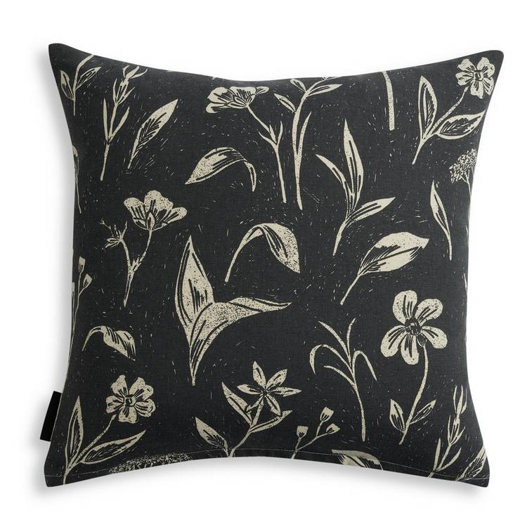 Habitat floral reverse print cushion charcoal 43x43cm - British product