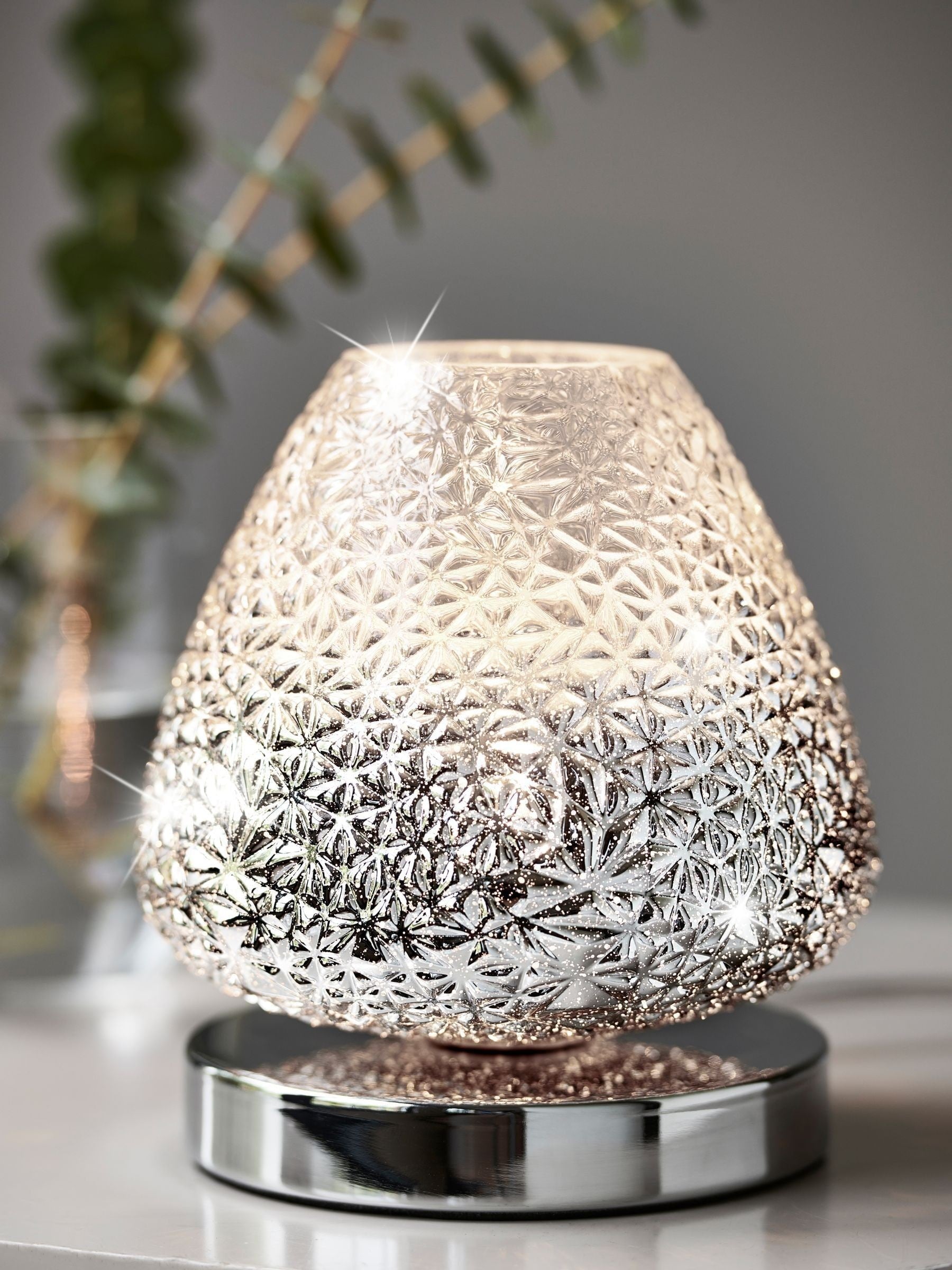 Monroe touch table lamp chrome finish ombre shade - British product