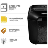 Fellowes PowerShred LX25 cross-cut shredder 6 sheet 11.5L (British brand)