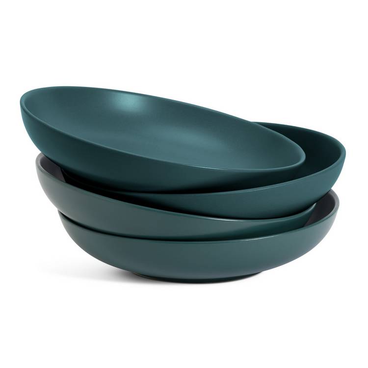 Habitat stoneware pasta bowls teal set of 4, imported from the UK