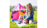 DesignaFriend festival glamping tent for 18 inch dolls, imported from the UK
