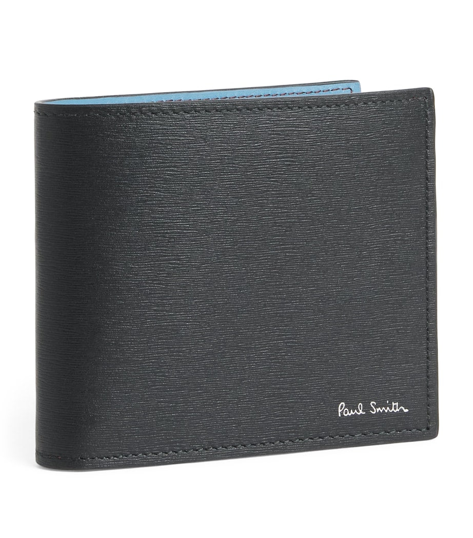 Paul Smith skinn lommebok med fals med Signature Stripe-fôr, importert fra Storbritannia