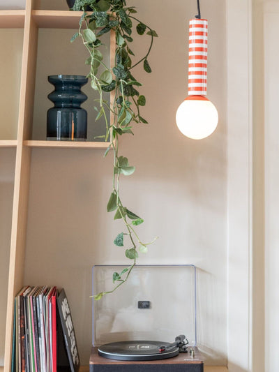 Next Leitmotiv Rayado Retro Pendant Lamp Bright Orange White 38cm- Buy online at McGrocer