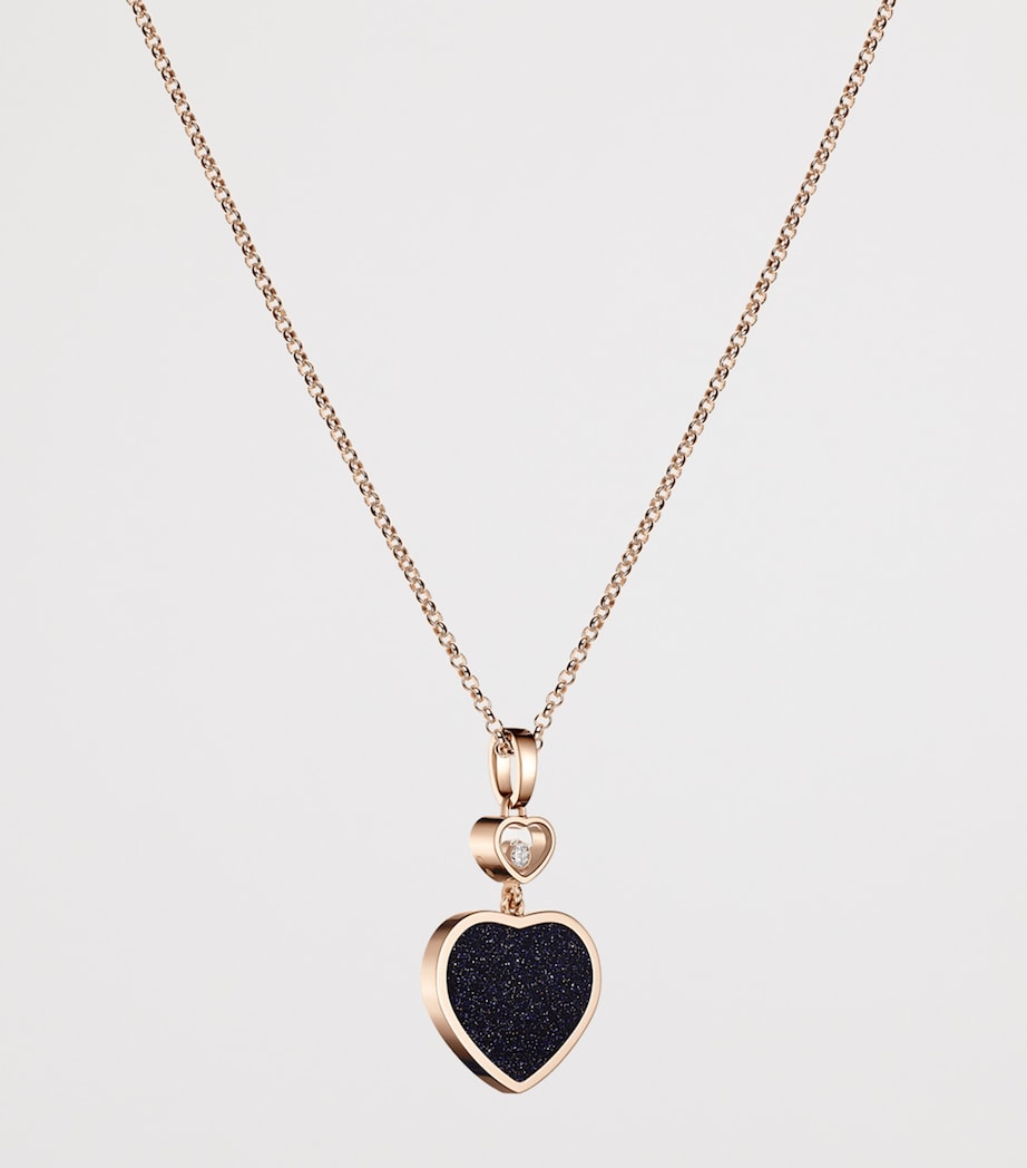 Chopard rose gold Happy Hearts pendant necklace with diamonds and aventurine (British brand)