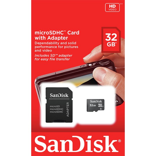 SanDisk 32GB Micro SDHC memory card (British brand)
