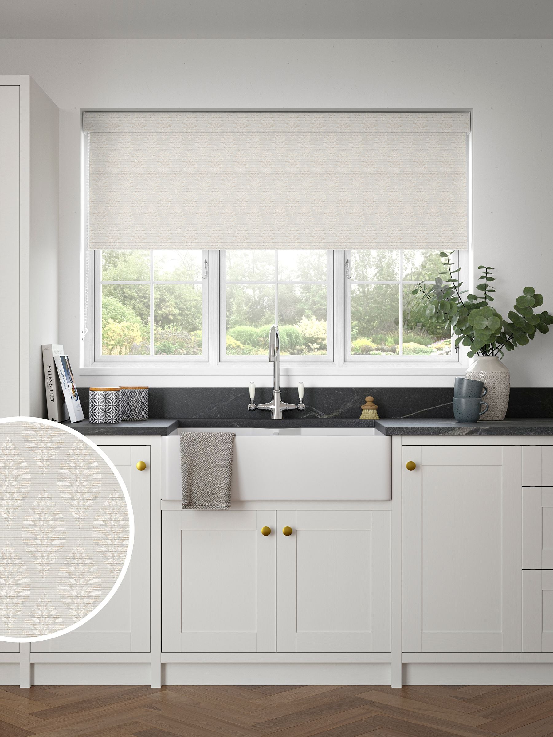 Next Fresca pearl white blackout roller blind - British product