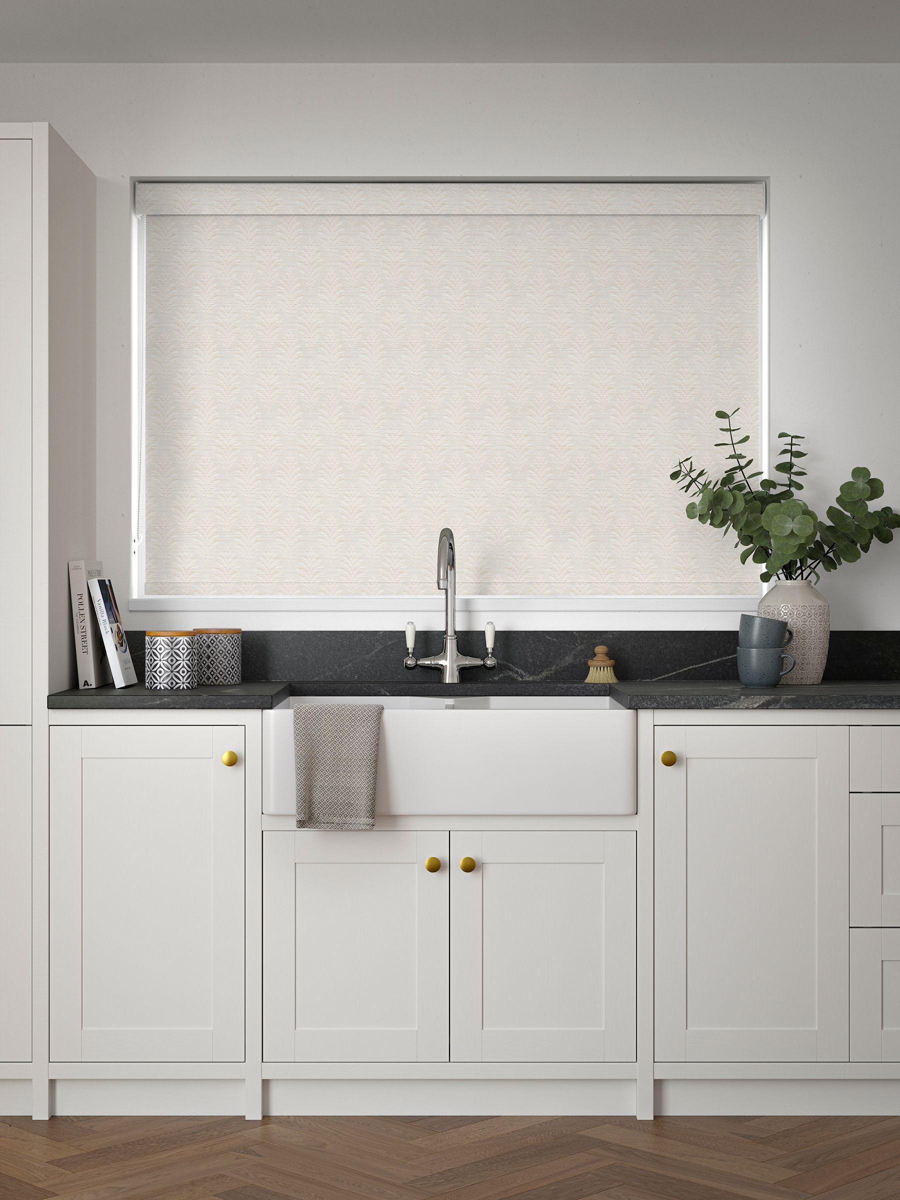 Next Fresca pearl white blackout roller blind - British product