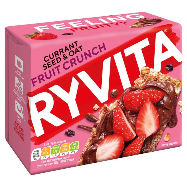 Ryvita Crispbread Fruit Crunch Currant Seed & Oat Crackers   200g