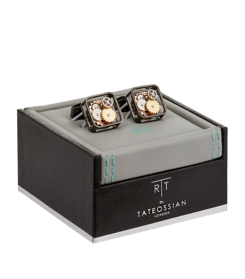 Tateossian square gear cufflinks, imported from the UK