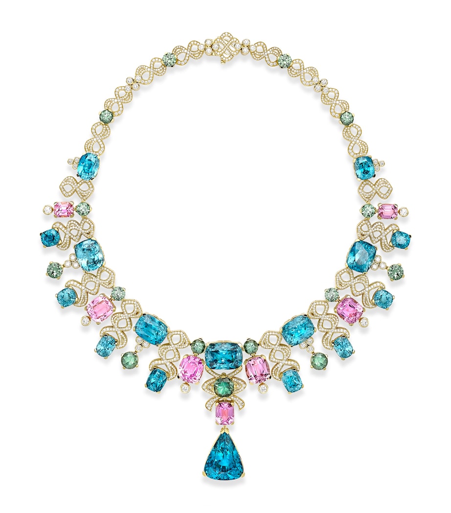 Boodles yellow gold diamond and gemstone necklace (British brand)