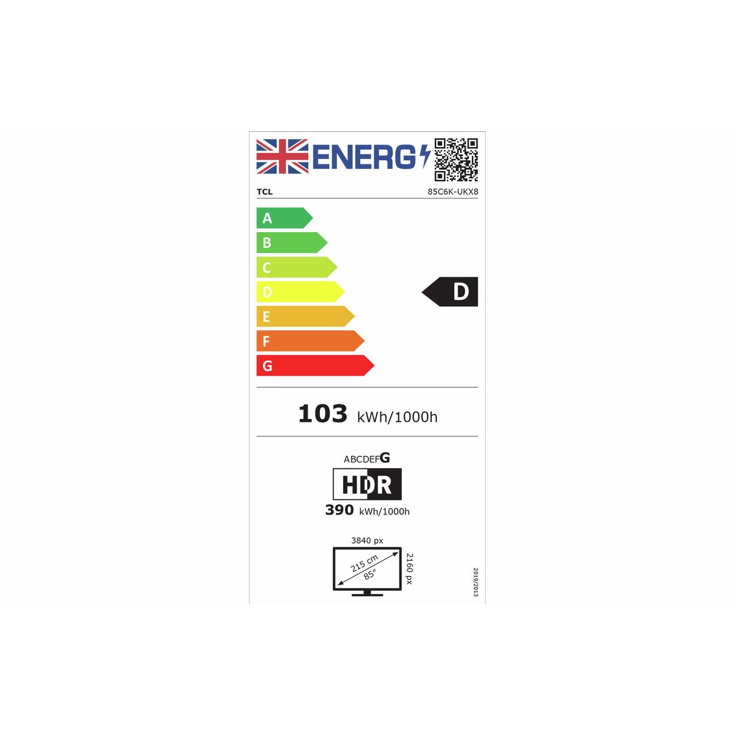 TCL 85C6K QD Mini LED TV 85 inch UK model, imported from the UK