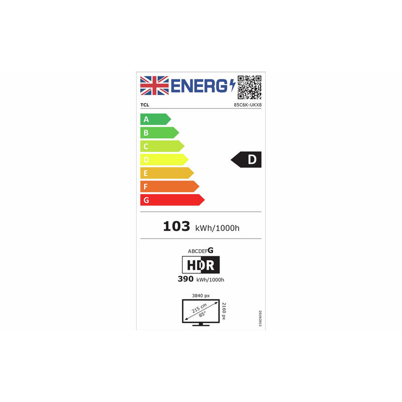 TCL 85C6K QD Mini LED TV 85 inch UK model, imported from the UK