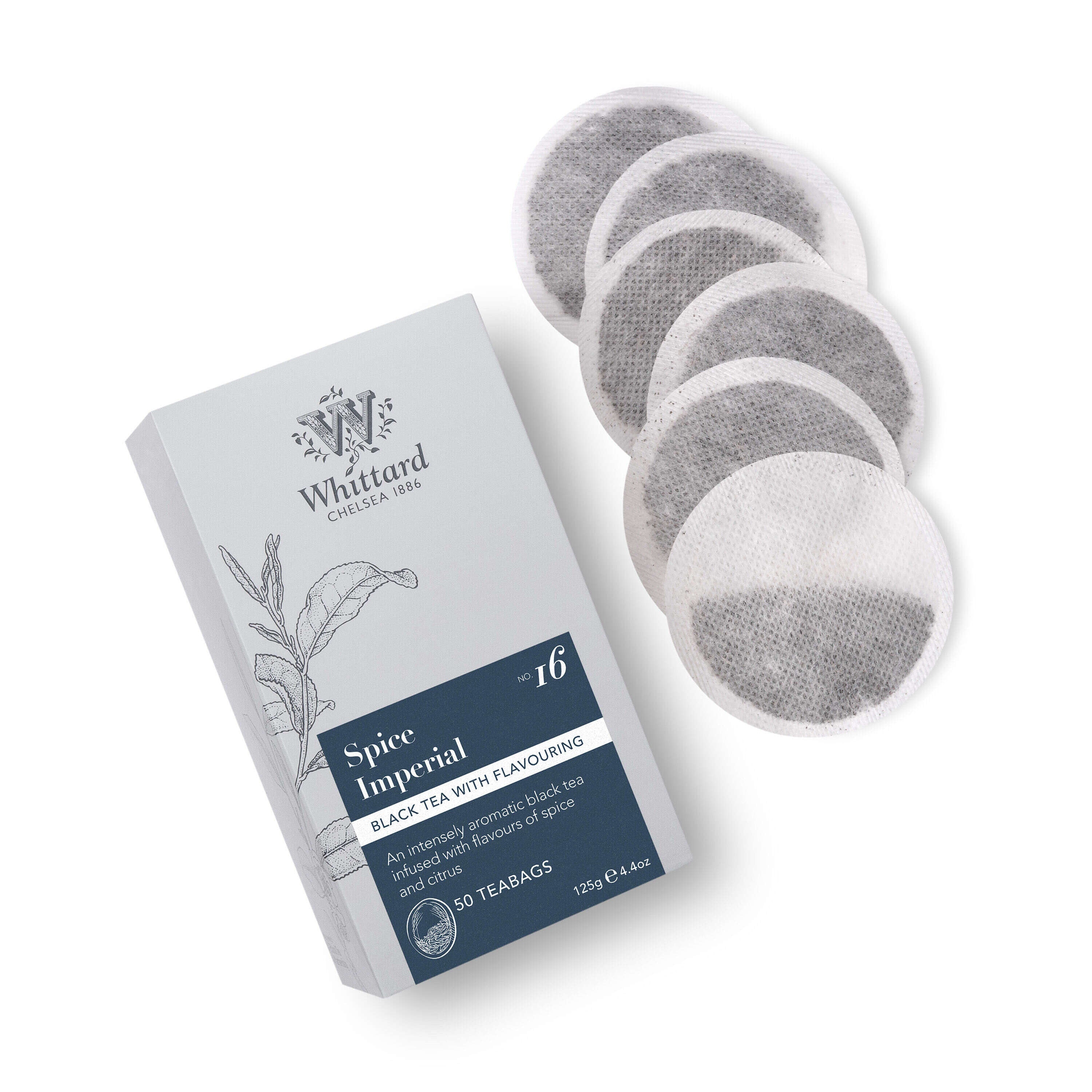 Whittard Spice Imperial black tea 50 teabags 125g, imported from the UK