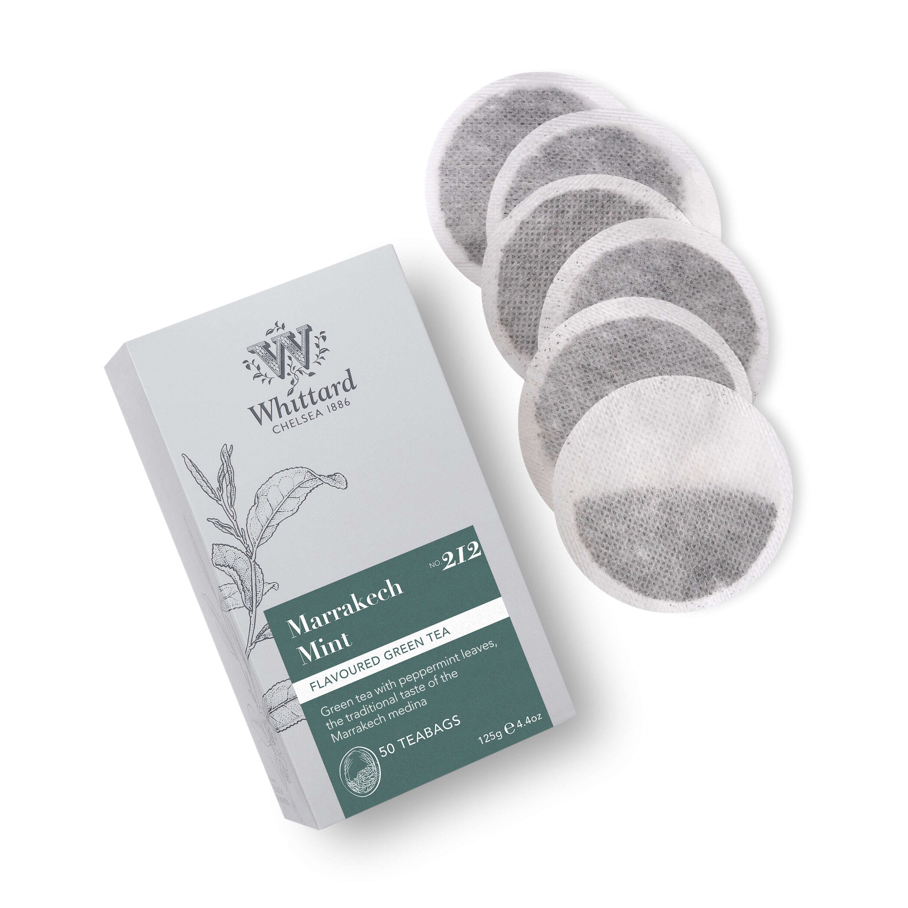 Whittard Marrakech Mint green tea 50 teabags, imported from the UK