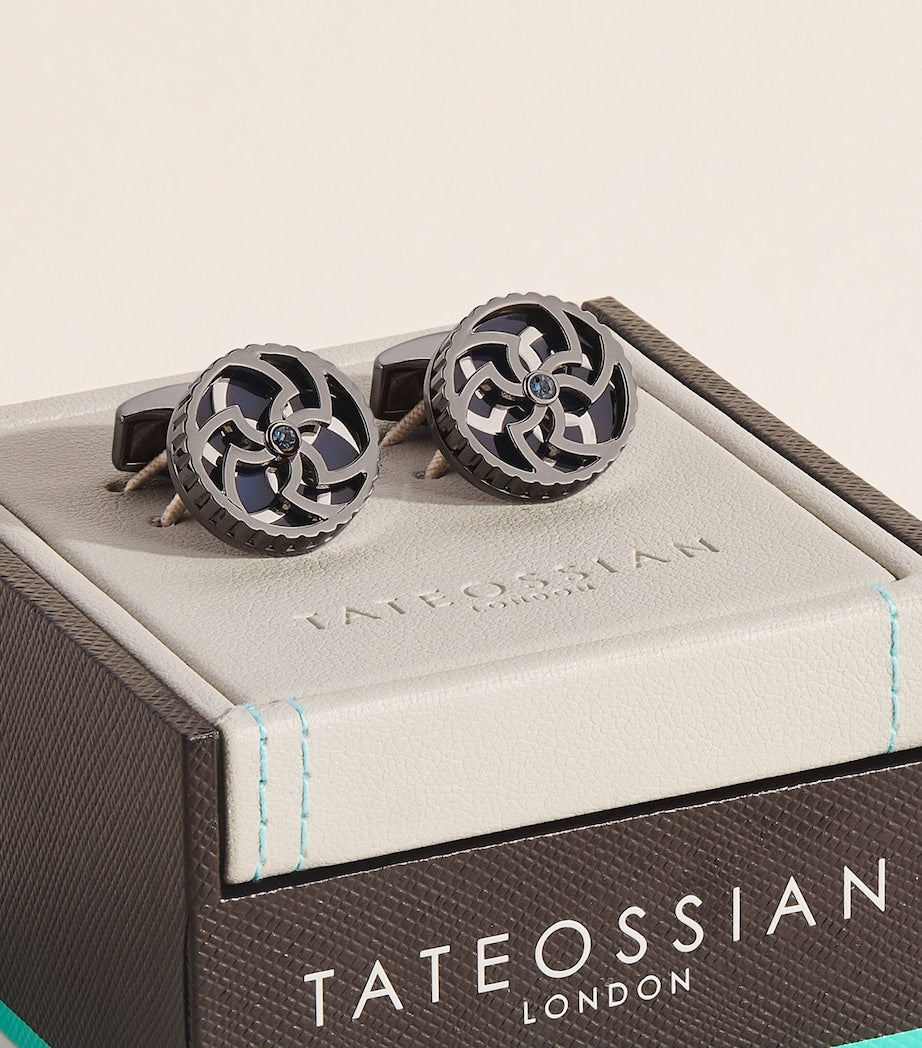 Tateossian mansjettknapper gunmetal palladium trinity (britisk merke)