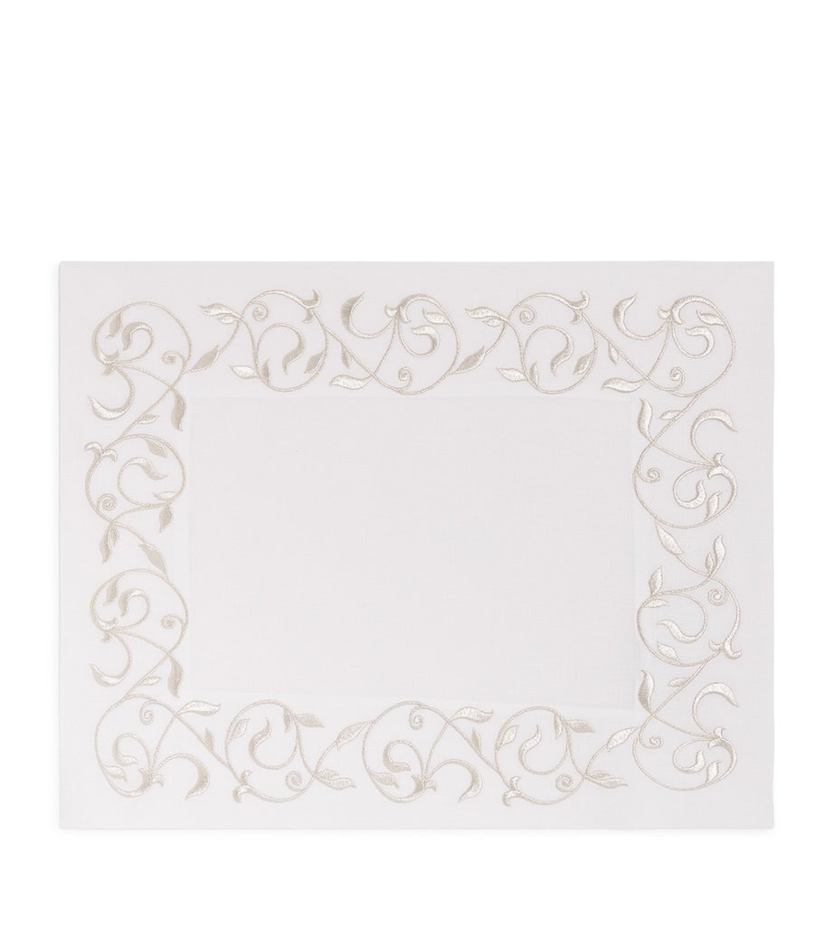 Dea linen embroidered scroll placemat 35cm x 50cm - British product